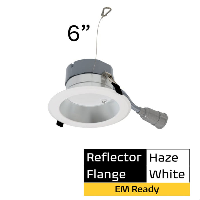 Halco CDLEM-6-LS-CS-HZWH-DDV 6 Inch Downlight Selectable 1000Lm/1800Lm/2500Lm 2700K/3000K/3500K/4000K/5000K 120-277V Triac/ELV/0-10V Emergency Backup Haze Reflector/White Flange (89223)