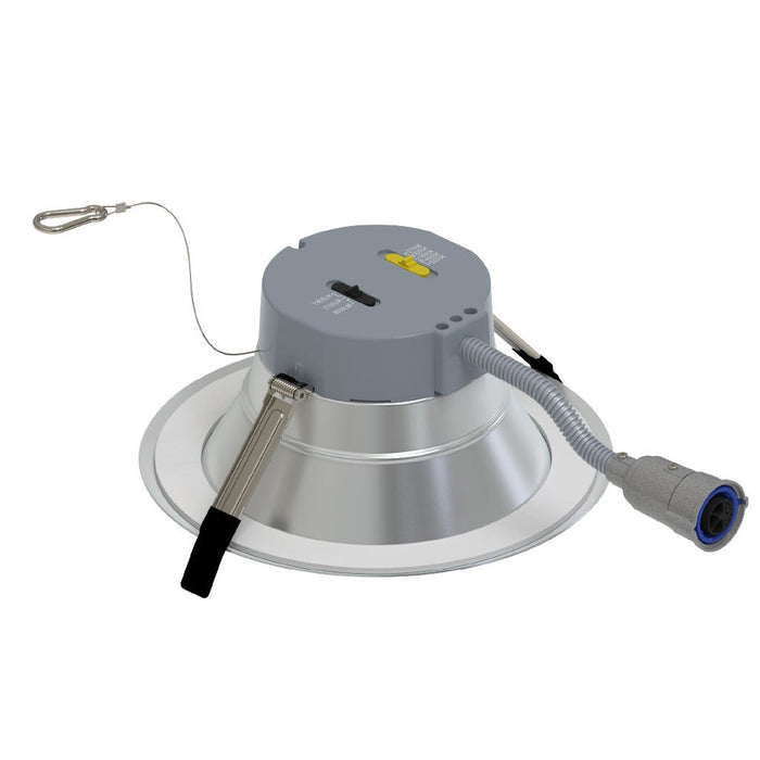 Halco CDLEM-8-LS-CS-HZWH-DDV 8 Inch Downlight Selectable 1800Lm/2700Lm/3500Lm 2700K/3000K/3500K/4000K/5000K 120-277V Triac/ELV/0-10V Emergency Backup Haze Reflector/White Flange (89224)