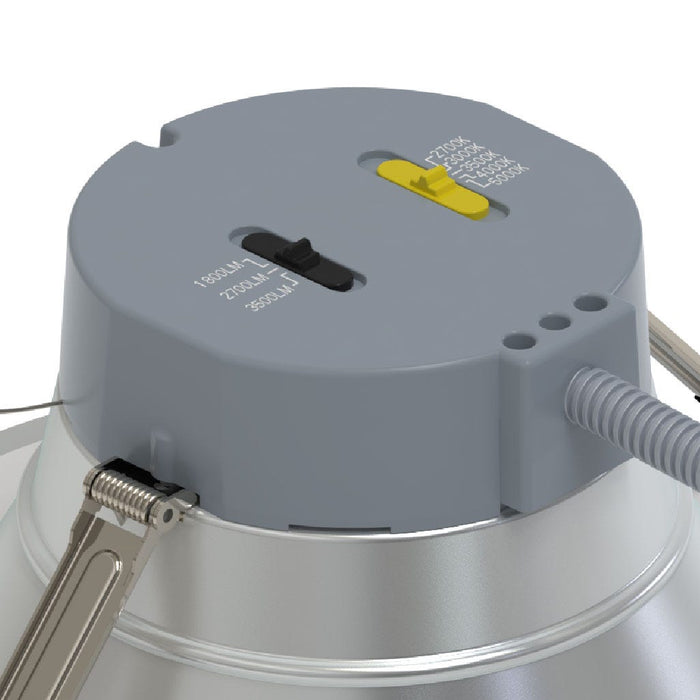 Halco CDLEM-8-LS-CS-HZWH-DDV 8 Inch Downlight Selectable 1800Lm/2700Lm/3500Lm 2700K/3000K/3500K/4000K/5000K 120-277V Triac/ELV/0-10V Emergency Backup Haze Reflector/White Flange (89224)