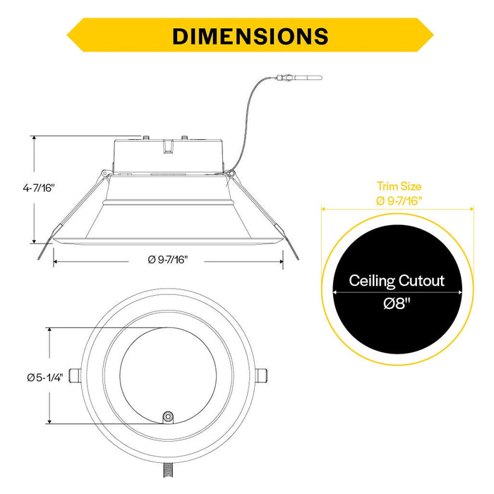Halco CDLEM-8-LS-CS-HZWH-DDV 8 Inch Downlight Selectable 1800Lm/2700Lm/3500Lm 2700K/3000K/3500K/4000K/5000K 120-277V Triac/ELV/0-10V Emergency Backup Haze Reflector/White Flange (89224)