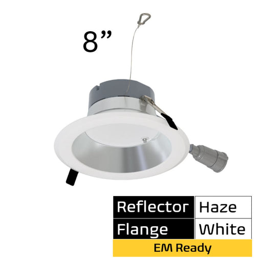 Halco CDLEM-8-LS-CS-HZWH-DDV 8 Inch Downlight Selectable 1800Lm/2700Lm/3500Lm 2700K/3000K/3500K/4000K/5000K 120-277V Triac/ELV/0-10V Emergency Backup Haze Reflector/White Flange (89224)