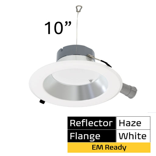 Halco CDLEM-10-LS-CS-HZWH-DDV 10 Inch Downlight Selectable 2800Lm/3500Lm/4500Lm 2700K/3000K/3500K/4000K/5000K 120-277V Triac/ELV/0-10V Emergency Backup Haze Reflector/White Flange (89225)