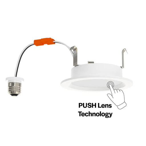 Halco PUSH-RSD-4-CS-BT-120V LED Retrofit Slim Downlight 4 Inch Baffle Trim 8W 700Lm Push Lens for CCT Selectable 2700K/3000K/3500K/4000K/5000K 90 CRI 120V Triac Dimming (89231)