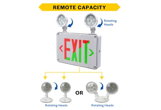 Halco EMG-WLEXC-WH-RG Emergence Series Combination Exit/Emergency Selectable Red Or Green Legend Selectable Single/Double Face Self Diagnostics Remote Capacity White (97124)