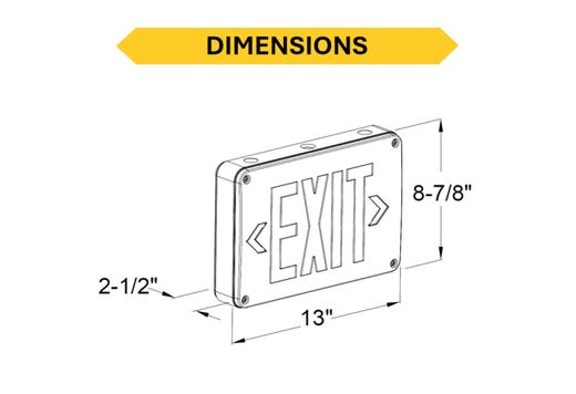 Halco EMG-WLEX-BK-RG Emergence Series Wet/Cold Location Exit Sign Selectable Red Or Green Legend Selectable Single/Double Face Self Diagnostics Remote Capacity Black (97127)