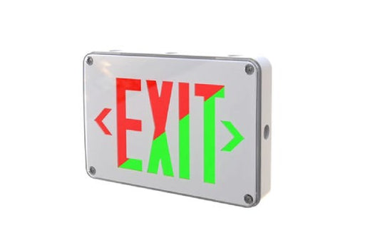 Halco EMG-WLEX-WH-RG Emergence Series Wet/Cold Location Exit Sign Selectable Red Or Green Legend Selectable Single/Double Face Self Diagnostics Remote Capacity White (97126)