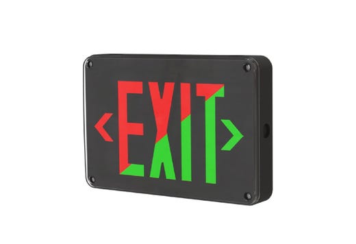 Halco EMG-WLEX-BK-RG Emergence Series Wet/Cold Location Exit Sign Selectable Red Or Green Legend Selectable Single/Double Face Self Diagnostics Remote Capacity Black (97127)