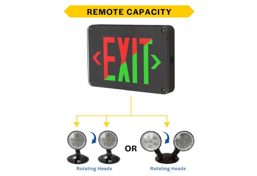 Halco EMG-WLEX-BK-RG Emergence Series Wet/Cold Location Exit Sign Selectable Red Or Green Legend Selectable Single/Double Face Self Diagnostics Remote Capacity Black (97127)