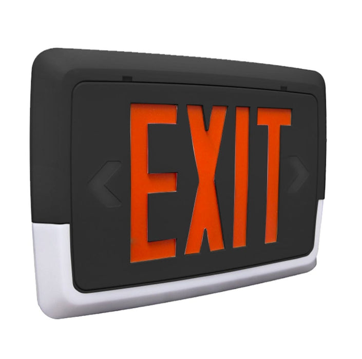 Halco EMG-LPCU-R-BK Low Profile Exit And Emergency Combination Single Face Red Legend Black Housing (97140)
