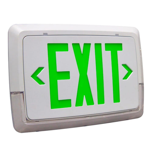 Halco EMG-LPCU-G-WH Low Profile Exit And Emergency Combination Single Face Green Legend White Housing (97141)