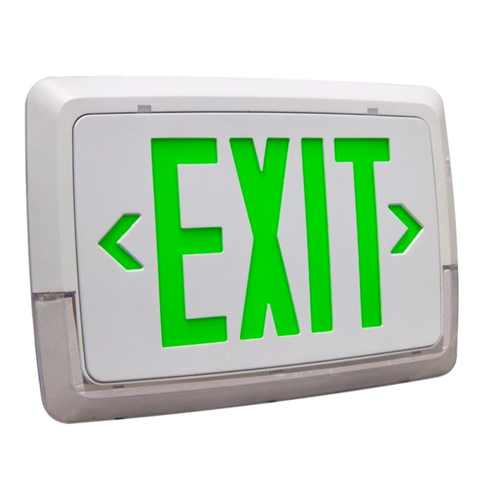 Halco EMG-LPCU-G-WH Low Profile Exit And Emergency Combination Single Face Green Legend White Housing (97141)