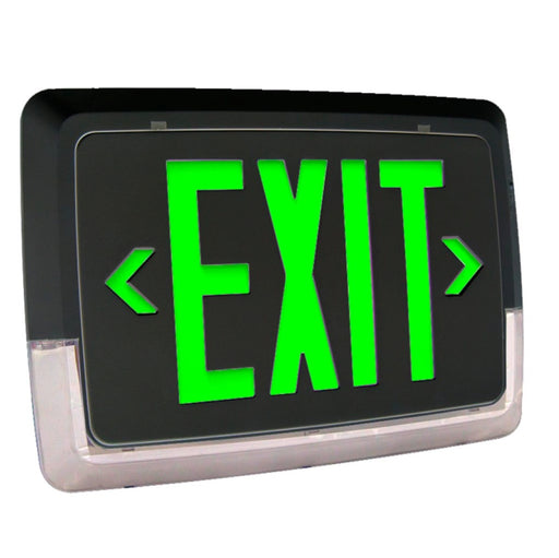 Halco EMG-LPCU-G-BK Low Profile Exit And Emergency Combination Single Face Green Legend Black Housing (97142)