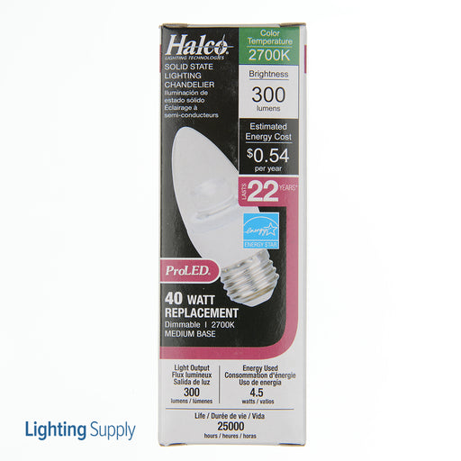Halco B11CL5/827/E26/LED 5W LED B11 2700K 120V 82 CRI Medium E26 Base Dimmable Clear Bulb (80168)