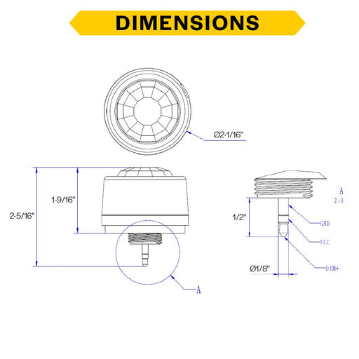 Halco PSC-JAV-I-11H-BLE-SR-BK TruBlu SIG Mesh PIR High/Low Bay Sensor Controller 0-10V Dimming 3.5Mm Audio Pin 12-24VDC With Photocell Black [20-40 Foot Mount Height] (25418)