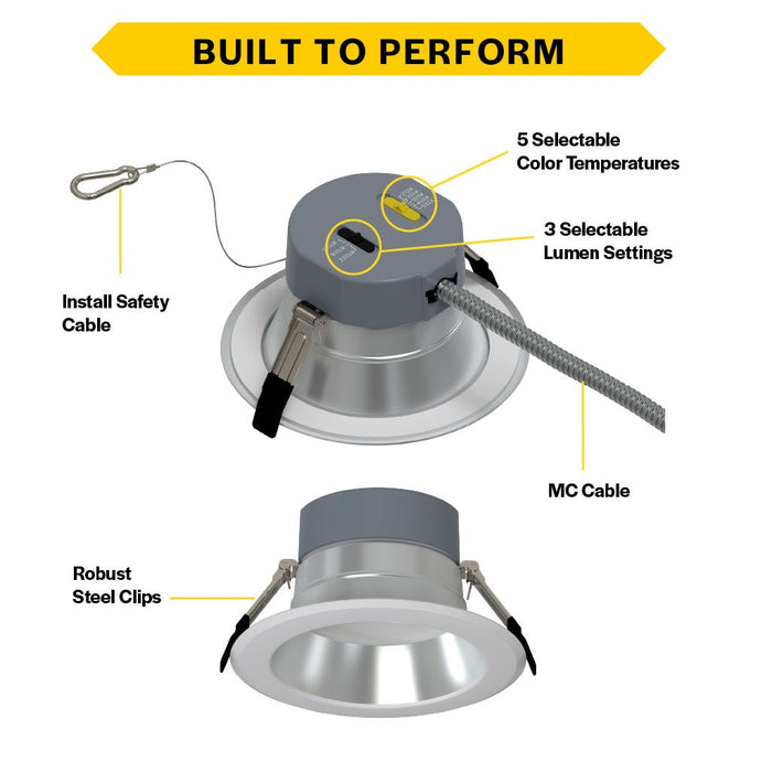 Halco CDL-4-LS-CS-HZWH-DDV 4 Inch Downlight Selectable 600Lm/800Lm/1000Lm 2700K/3000K/3500K/4000K/5000K 120-277V Triac/ELV/0-10V Haze Reflector/White Flange (89214)