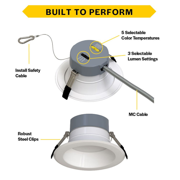 Halco CDL-4-LS-CS-WH-DDV 4 Inch Downlight Selectable 600Lm/800Lm/1000Lm 2700K/3000K/3500K/4000K/5000K 120-277V Triac/ELV/0-10V White Reflector/Flange (89210)