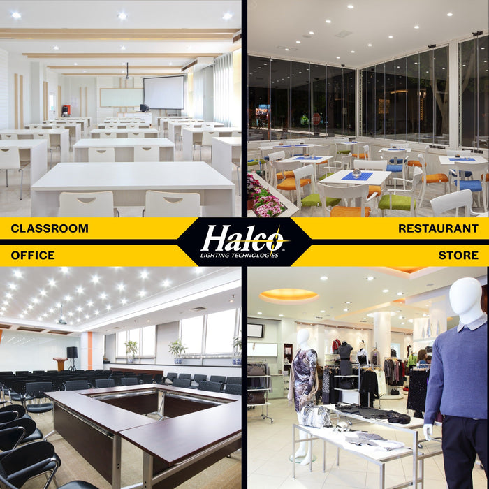 Halco CDLEM-4-LS-CS-WH-DDV 4 Inch Downlight Selectable 600Lm/800Lm/1000Lm 2700K/3000K/3500K/4000K/5000K 120-277V Triac/ELV/0-10V Emergency Battery Backup White Reflector/Flange (89218)