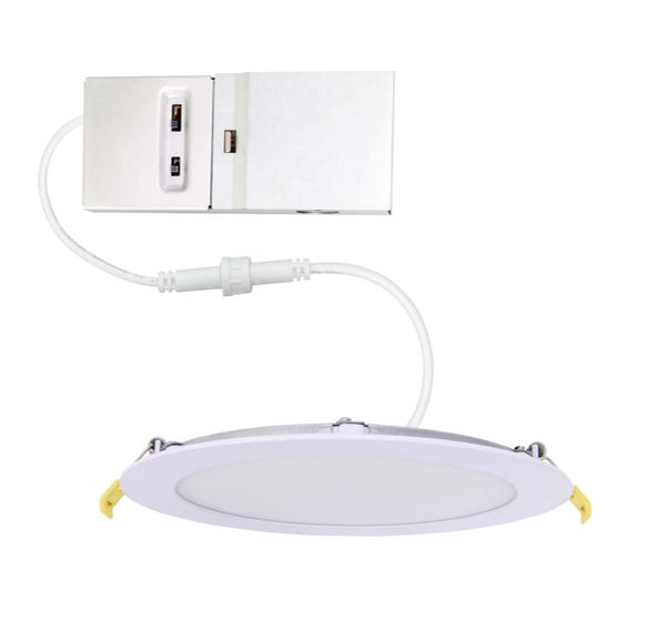 Halco CSDL-4-LS-CS-ST-DDV Commercial Slim Downlight 4 Inch 13W Lumen/CCT Selectable 500Lm/700Lm/900Lm 2700K/3000K/3500K/4000K/5000K Smooth Trim 120-277V Dimmable (89168)