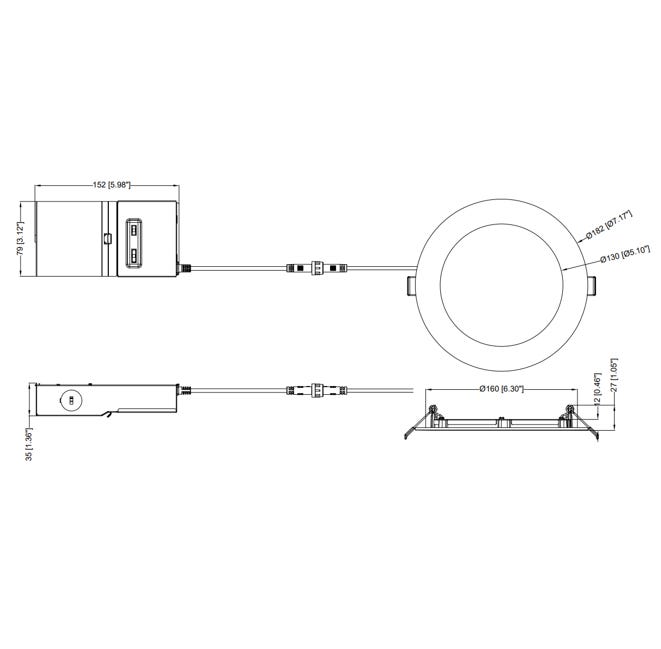 Halco CSDL-6-LS-CS-ST-DDV Commercial Slim Downlight 6 Inch 15W Lumen/CCT Selectable 700Lm/900Lm/1100Lm 2700K/3000K/3500K/4000K/5000K Smooth Trim 120-277V Dimmable (89169)