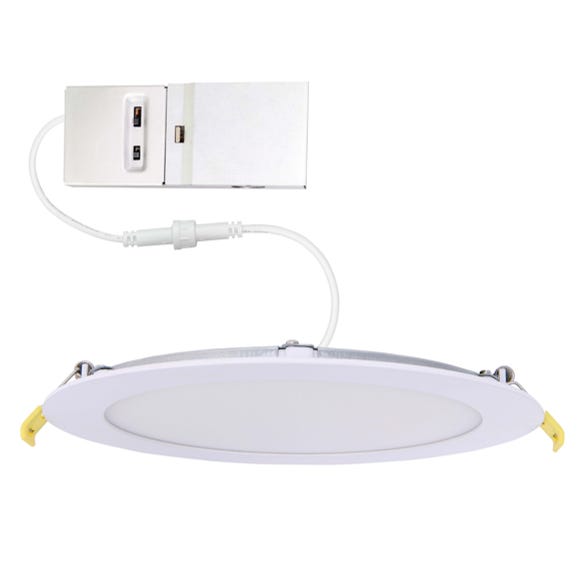 Halco CSDL-6-LS-CS-ST-DDV Commercial Slim Downlight 6 Inch 15W Lumen/CCT Selectable 700Lm/900Lm/1100Lm 2700K/3000K/3500K/4000K/5000K Smooth Trim 120-277V Dimmable (89169)