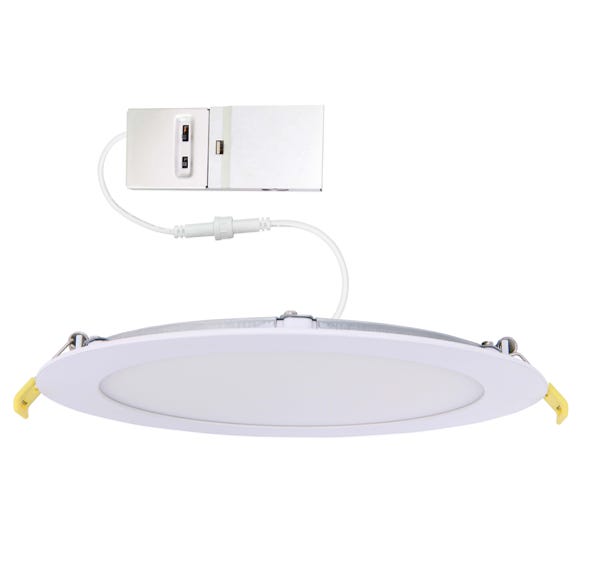 Halco CSDL-8-LS-CS-ST-DDV Commercial Slim Downlight 8 Inch 18W Lumen/CCT Selectable 900Lm/1100Lm/1500Lm 2700K/3000K/3500K/4000K/5000K Smooth Trim 120-277V Dimmable (89170)