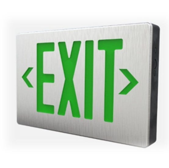 Halco EMG-DCEX-BABK-G Emergence Series Die-Cast Exit Green Legend Universal Single/Double Brushed Aluminum Face Black Housing (97107)