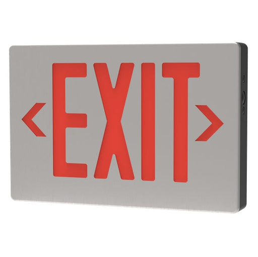 Halco EMG-DCEX-BABK-R Emergence Series Die-Cast Exit Red Legend Universal Single/Double Brushed Aluminum Face Black Housing (97106)