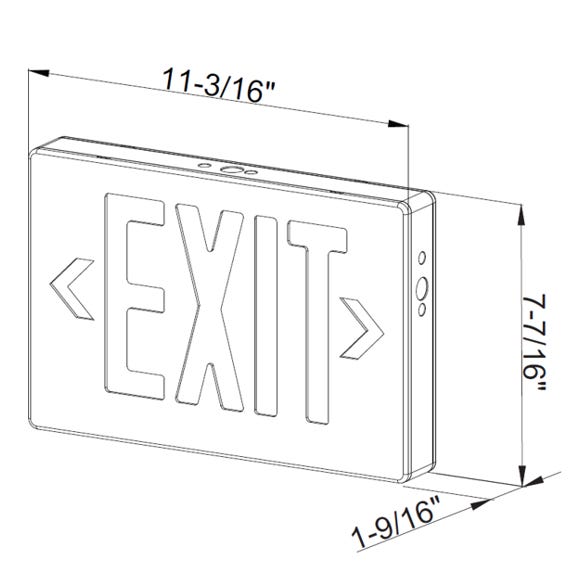 Halco EMG-DCEX-BABK-RG Emergence LED Die-Cast Exit Sign Selectable Red/Green Legend Brushed Aluminum Face Black Housing Single/Double Face Selectable AC Or Battery Backup (97112)