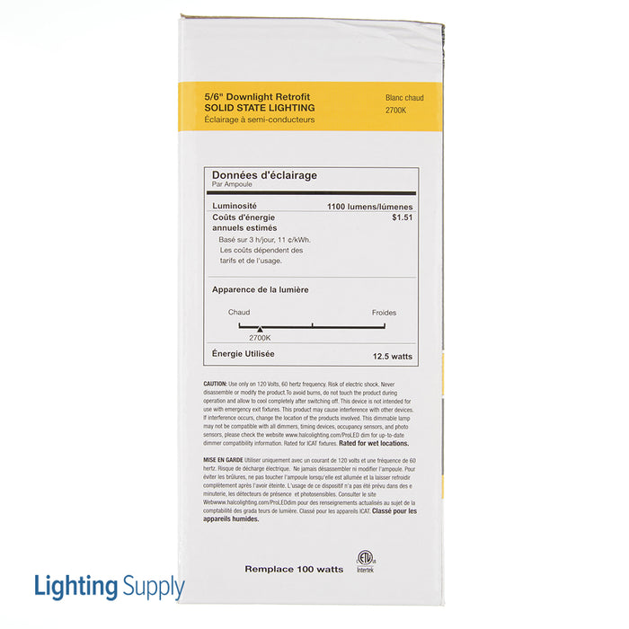 Halco DL6FR12/927/LED3 5/6 Inch Downlight Retrofit Series III 12.5W 2700K 90 CRI Wet Location Dimmable ProLED (99745)