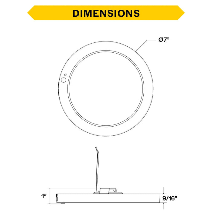 Halco DSK-7-CS-120V-PIR LED Surface Mount Disk Downlight 7 Inch 14W 1150Lm CCT Selectable 2700K/3000K/3500K/4000K/5000K 120V Non-Dimmable PIR Sensor (83902)