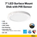 Halco DSK-7-CS-120V-PIR LED Surface Mount Disk Downlight 7 Inch 14W 1150Lm CCT Selectable 2700K/3000K/3500K/4000K/5000K 120V Non-Dimmable PIR Sensor (83902)