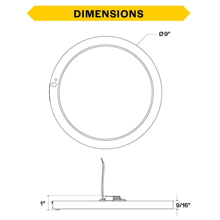 Halco DSK-9-CS-120V-PIR LED Surface Mount Disk Downlight 9 Inch 18W 1480Lm CCT Selectable 2700K/3000K/3500K/4000K/5000K 120V Non-Dimmable PIR Sensor (83903)
