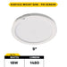 Halco DSK-9-CS-120V-PIR LED Surface Mount Disk Downlight 9 Inch 18W 1480Lm CCT Selectable 2700K/3000K/3500K/4000K/5000K 120V Non-Dimmable PIR Sensor (83903)