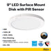 Halco DSK-9-CS-120V-PIR LED Surface Mount Disk Downlight 9 Inch 18W 1480Lm CCT Selectable 2700K/3000K/3500K/4000K/5000K 120V Non-Dimmable PIR Sensor (83903)