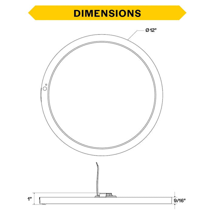 Halco DSK-12-CS-120V-PIR LED Surface Mount Disk Downlight 12 Inch 22W 1650Lm CCT Selectable 2700K/3000K/3500K/4000K/5000K 120V Non-Dimmable PIR Sensor (83904)