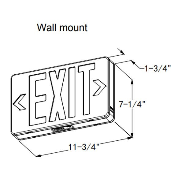 Halco EMG-EXE-BK-RG Emergence Series Black Thermoplastic Exit Sign With Field-Selectable Red/Green Legend Single/Double Face With Battery Backup T20 (97120)