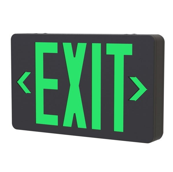 Halco EMG-EXE-BK-RG Emergence Series Black Thermoplastic Exit Sign With Field-Selectable Red/Green Legend Single/Double Face With Battery Backup T20 (97120)