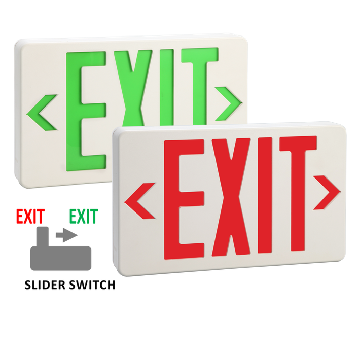 Halco EMG-EXE-WH-RG Emergence Series White Thermoplastic Exit Sign Red/Green Single/Double Face Universal Mounting (97100)