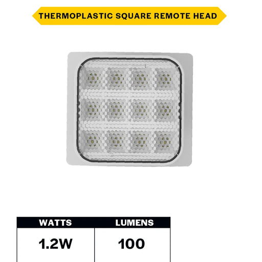 Halco EMG-RH-1-IND-SQ-WH Remote Head Indoor Single Square White 1W LED 3.6-15VDC Input (98053)