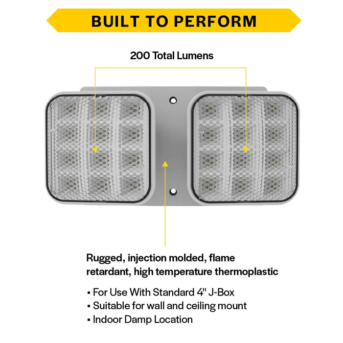 Halco EMG-RH-2-IND-SQ-WH Remote Head Indoor Double Square White 2W LED 3.6-15VDC Input (98054)