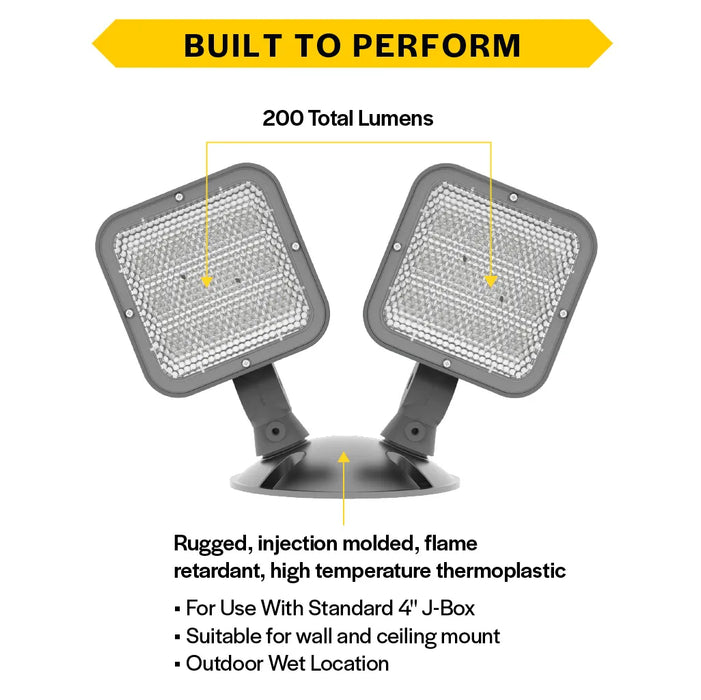 Halco EMG-RH-2-OUT-SQ-GY Remote Head Outdoor Double Square Gray 2.4W LED 3.6-15VDC Input (98074)