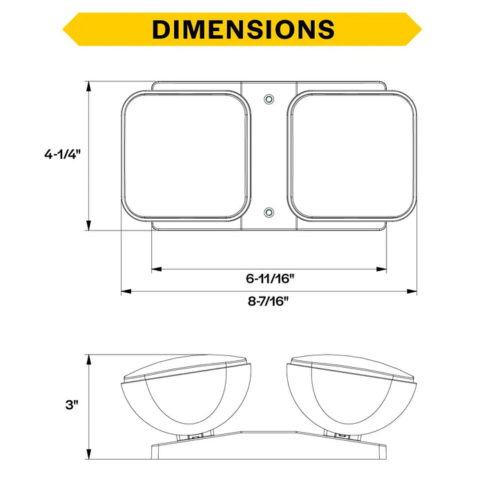 Halco EMG-RH-2-IND-SQ-GY Remote Head Indoor Double Square Gray 2.4W LED 3.6-15VDC Input (98070)
