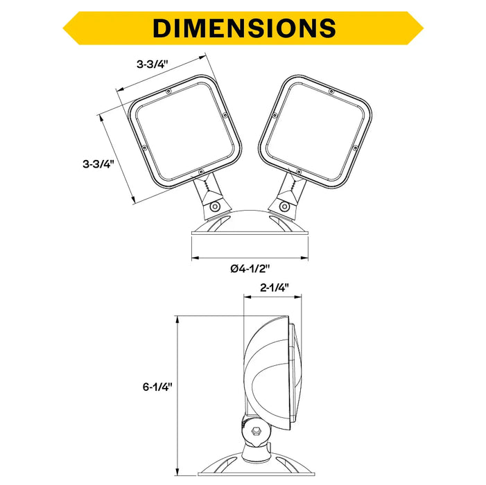 Halco EMG-RH-2-OUT-SQ-GY Remote Head Outdoor Double Square Gray 2.4W LED 3.6-15VDC Input (98074)