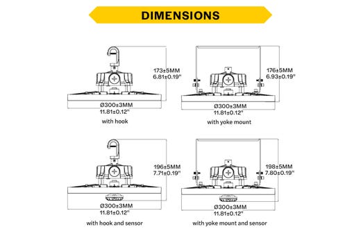 Halco ERHB-3-LS-CS-U Essential Round LED High Bay Wattage/CCT Selectable 120W/150W/200W 4000K/5000K 120-277V 0-10V Dimming Black (37312)