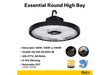 Halco ERHB-3-LS-CS-U Essential Round LED High Bay Wattage/CCT Selectable 120W/150W/200W 4000K/5000K 120-277V 0-10V Dimming Black (37312)