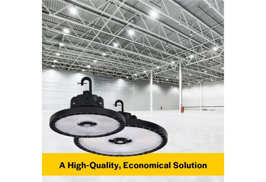 Halco ERHB-1-LS-CS-U Essential Round LED High Bay Wattage/CCT Selectable 60W/80W/100W 4000K/5000K 120-277V 0-10V Dimming Black (37310)