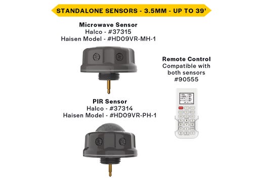 Halco HSN-SEN-PIR-DAY-010-3.5-BK Haisen PIR Sensor 12VDC Input 0-10V Dimming With Daylight Harvesting And Photocell Function 3.5mm Audio Pin Black For High Bays(37314)