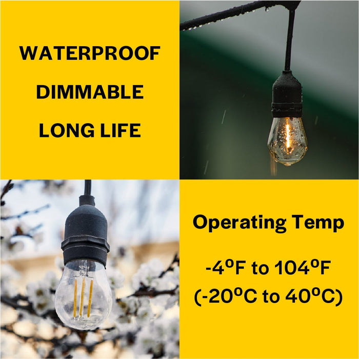 Halco 2S14-AMB-FLED4-922-E26-D LED Filament S14 Lamp Medium E26 Base 2200K 2.2W 200Lm Amber 90 CRI 120V Dimmable (82684)