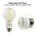 Halco 9A19-CL-FLED4-9CS-E26-D LED Filament A19 Lamp E26 Base CCT Selectable 2700K/3000K/3500K/4000K/5000K 8.8W 800Lm Clear 90 CRI 120V Dimmable (82533)