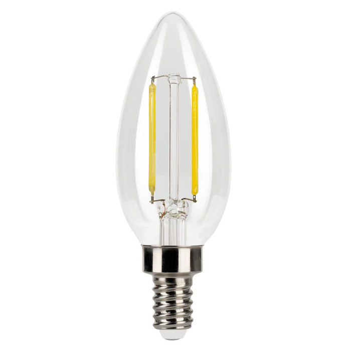 Halco 3B11-CL-FLED4-930-E12-D LED Filament B11 Lamp Candelabra E12 Base 3000K 3.3W 300Lm Clear 90 CRI 120V Dimmable (82550)